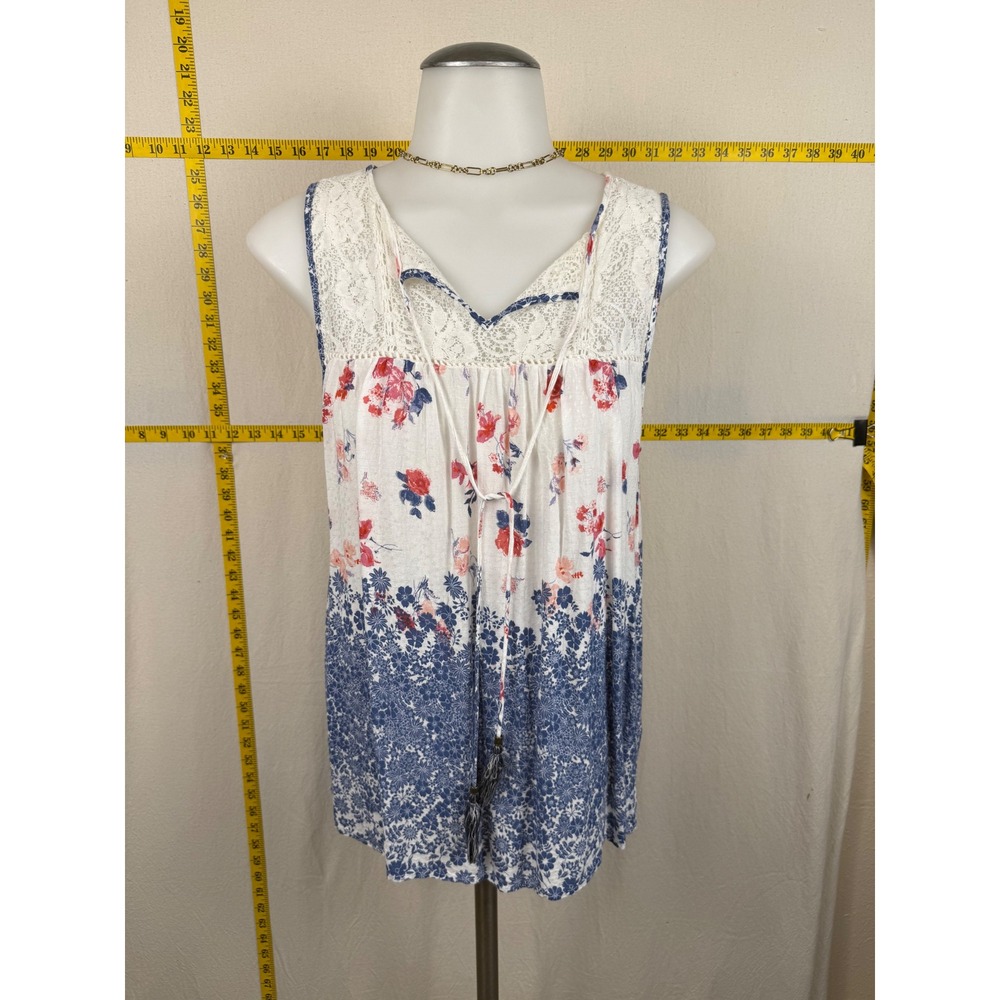 Knox Rose Feminine Tank Medium Floral Lace Boho Cottagecore Festival Patriotic
